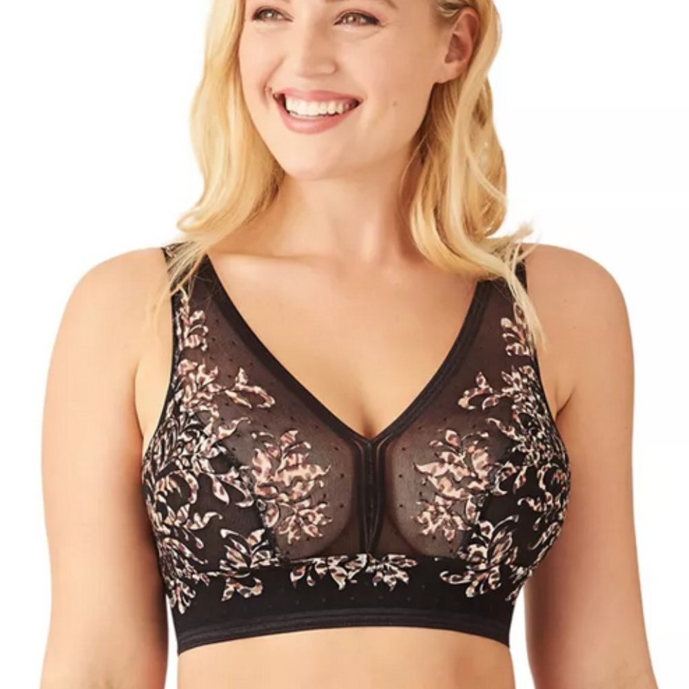 Wacoal Net Effect Bralette in Black and Leopard Print, 32 (D/DD)